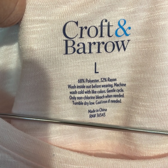 •CROFT & BARROW•LIGHT PINK WOMENS SHORT SLEEVE FLAMINGO 🦩 T-SHIRT SIZE LARGE - Picture 3 of 5